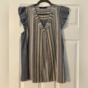 Blue and white top, size small